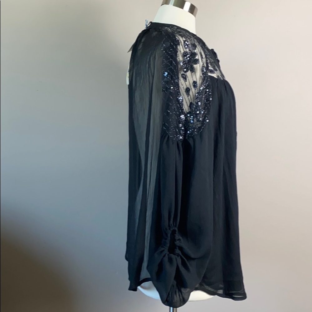 NWTs Boutique Brand Sheer Embellished Blouse - Picture 3 of 8